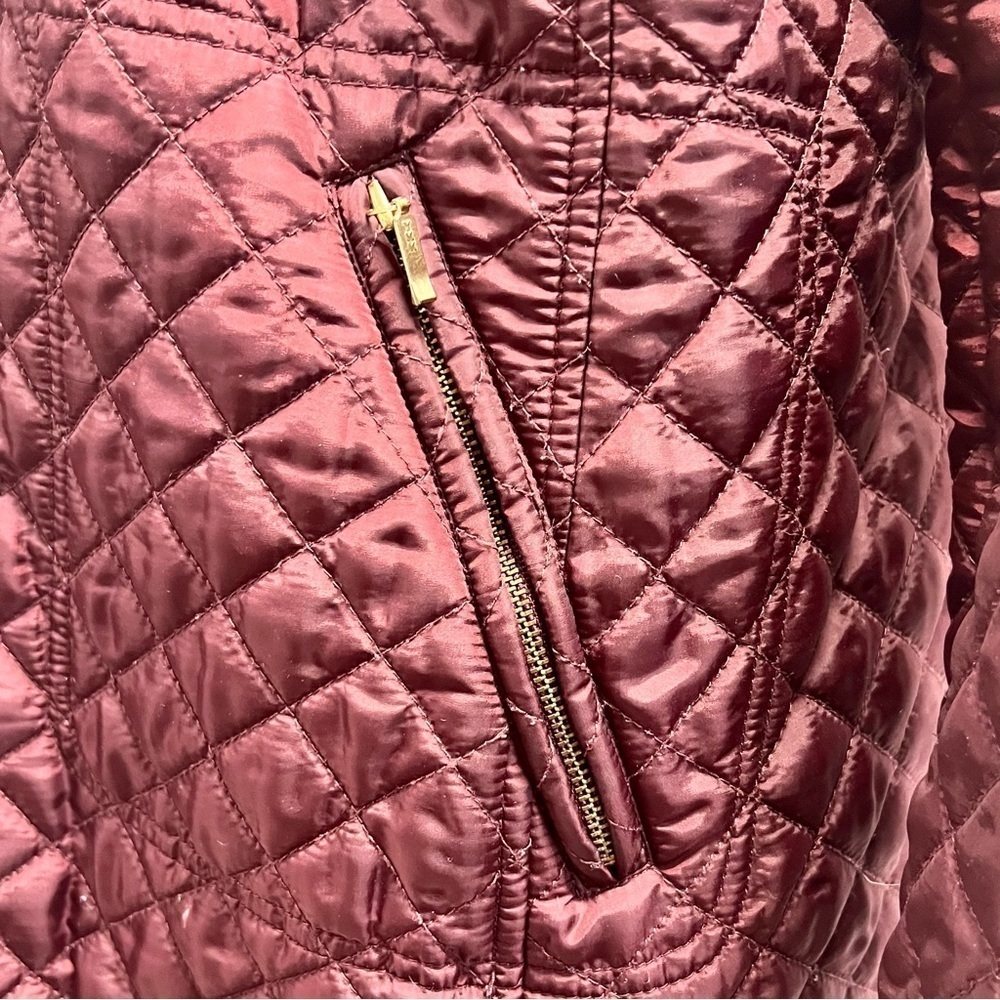 Hobbs London Burgundy Quilted Zip Front Hip Length Coat Women’s US 14 - Picture 11 of 14